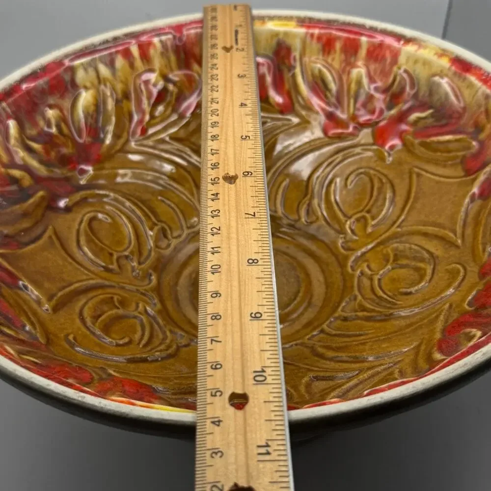 California Art Pottery Pedestal Bowl R-192 USA Drip Glaze Textured Vintage MCM